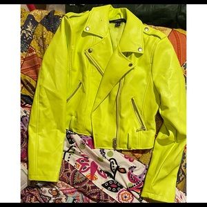 Forever21 lime green faux leather jacket